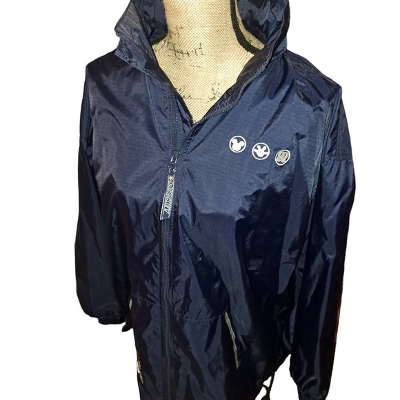NEW Size Large Mickey Mouse Navy Blue Windbreaker with tuck in hood - Picture 1 of 10